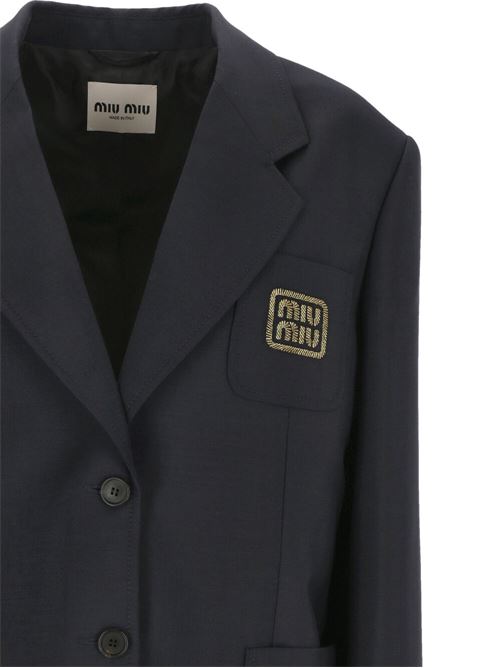 Navy blue virgin wool-mohair jacket Miu Miu | MH1927S-AM112I1F0R84